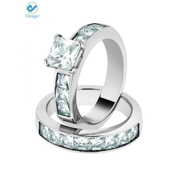 Diamond Alternatives Heart Promise Engagement Ring 14K White Gold Over 925 SS 